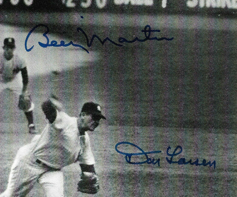 Don Larsen Billy Martin signed 8x10 1956 Perfect Game photo framed JSA LOA