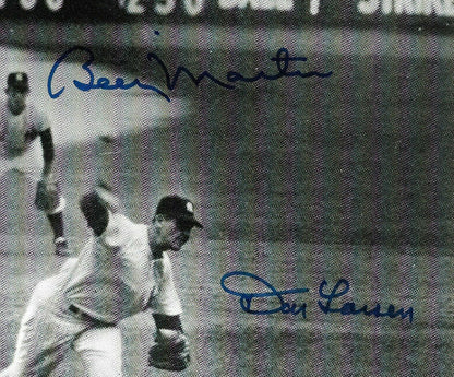 Don Larsen Billy Martin signed 8x10 1956 Perfect Game photo framed JSA LOA