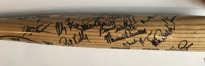 1996 Yankees Team Signed World Series Game bat Derek Jeter Rivera 25 + Auto PSA