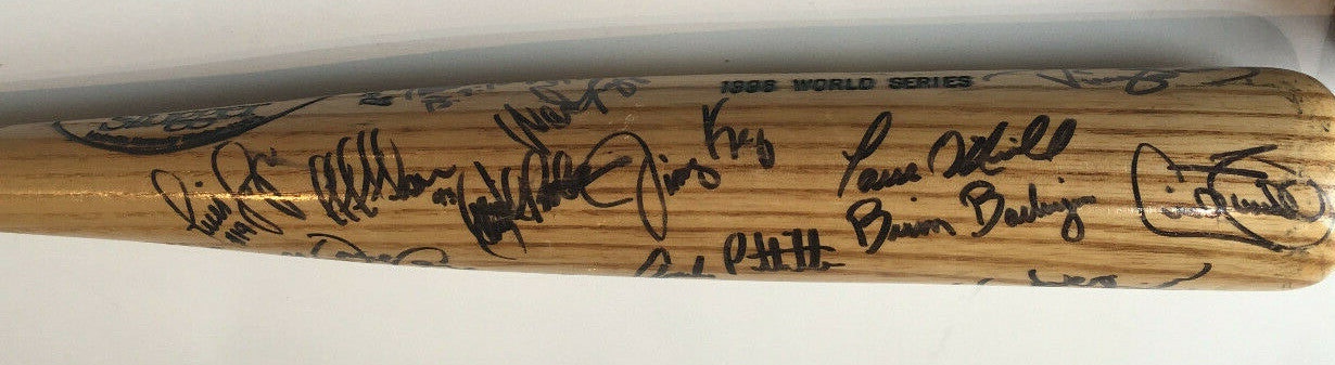 1996 Yankees Team Signed World Series Game bat Derek Jeter Rivera 25 + Auto PSA