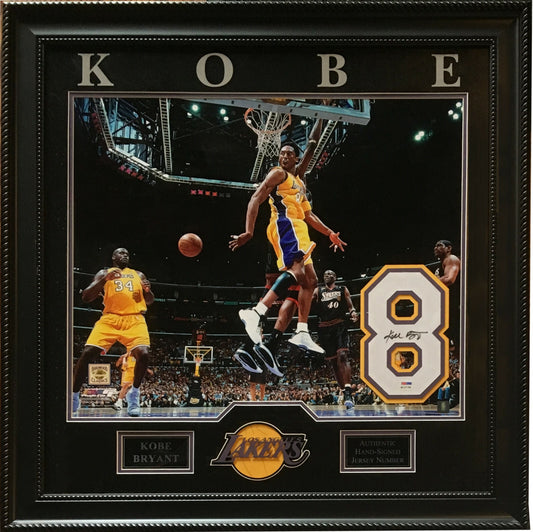 Kobe Bryant Signed Lakers #8 Jersey # 2001 finals 20x24 PHOTO framed PSA coa