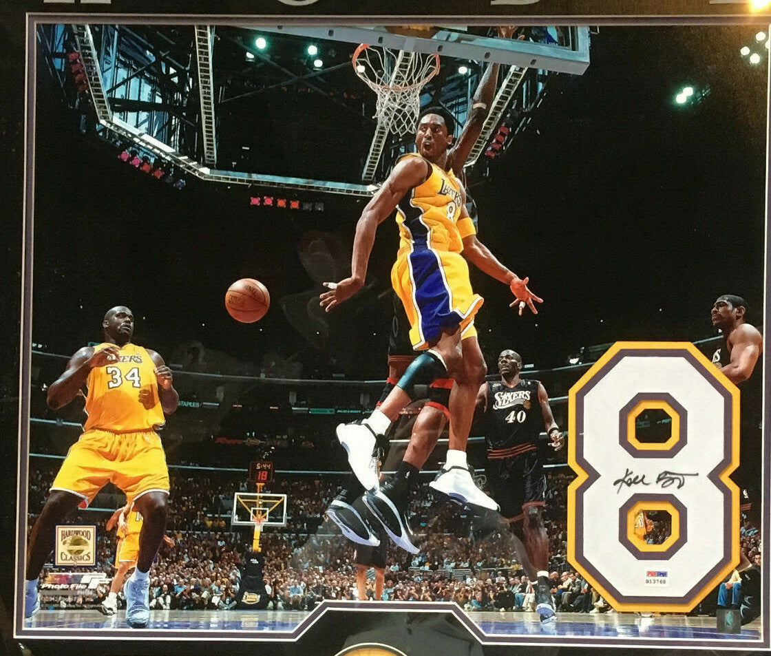 Kobe Bryant Signed Lakers #8 Jersey # 2001 finals 20x24 PHOTO framed PSA coa