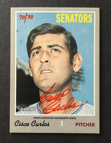 2019 Topps Heritage CISCO CARLOS Real One Sp Red Ink Auto 70/70 Senators 1/1 MT