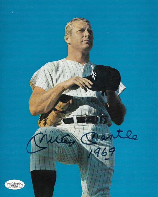 Mickey Mantle day signed 8x10 photo Program 1969 auto Mint Ny Yankees #7 JSA LOA