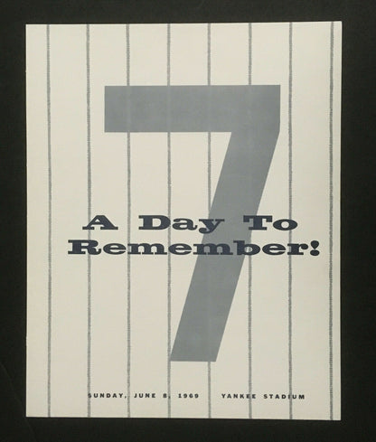 Mickey Mantle day signed 8x10 photo Program 1969 auto Mint Ny Yankees #7 JSA LOA