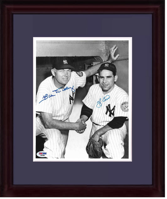 Yogi Berra & Bill Dickey Yankees #8 Catcher signed 8x10 photo framed auto PSA