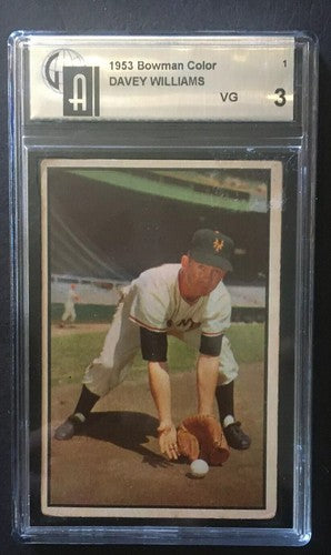 1953 Color Bowman # 1  Davey Williams Vg + Graded 3 Looks Nicer 1st Card In Set