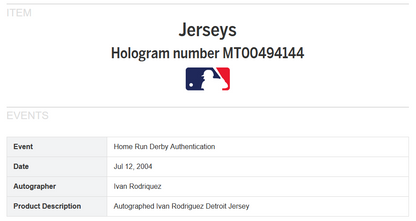 Ivan Rodriguez signed Authentic Tigers Baseball Jersey auto HOF MLB Holo COA