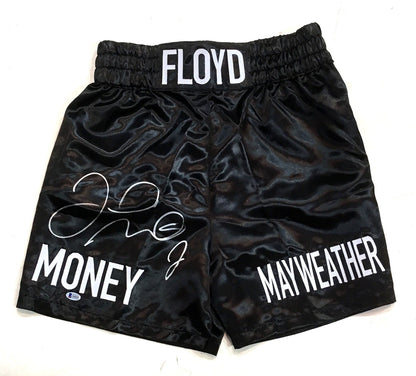 Floyd Mayweather Money signed boxing shorts trunks autograph Beckett BAS COA