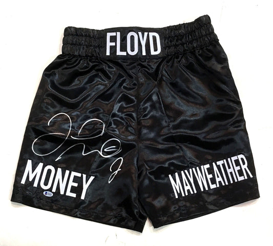 Floyd Mayweather Money signed boxing shorts trunks autograph Beckett BAS COA