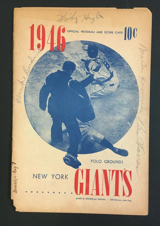 New York Giants vs Brooklyn Dodgers 8/7/1946 signed Program 4 Auto CBM COA