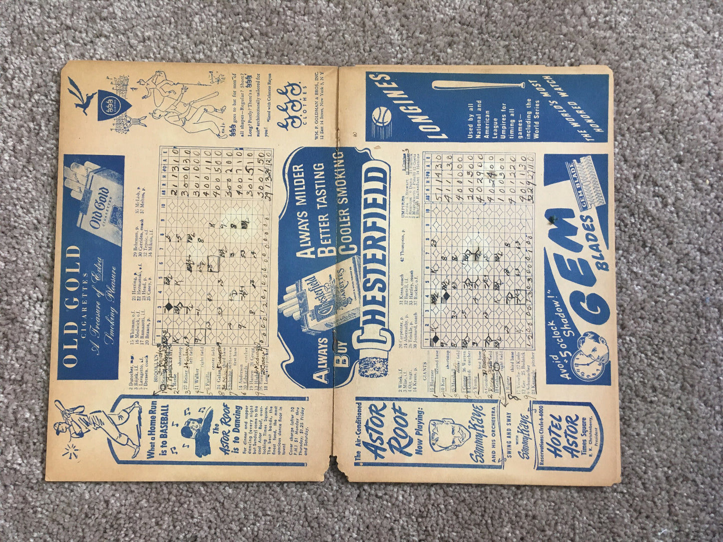 New York Giants vs Brooklyn Dodgers 8/7/1946 signed Program 4 Auto CBM COA