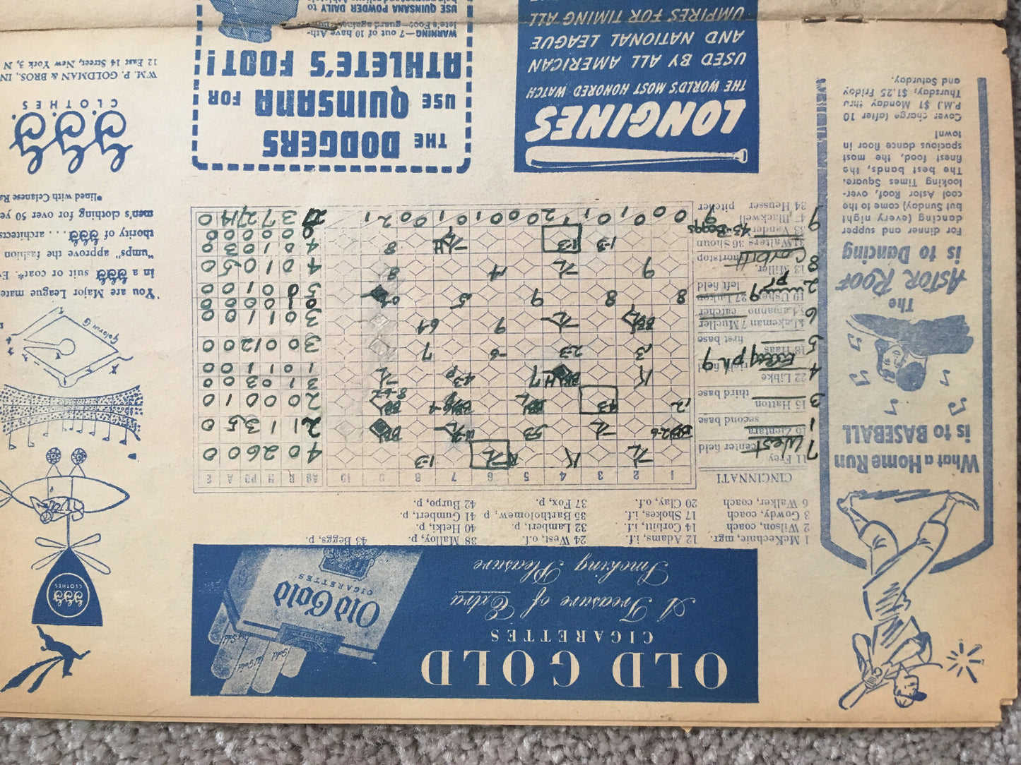 New York Giants vs Brooklyn Dodgers 8/7/1946 signed Program 4 Auto CBM COA