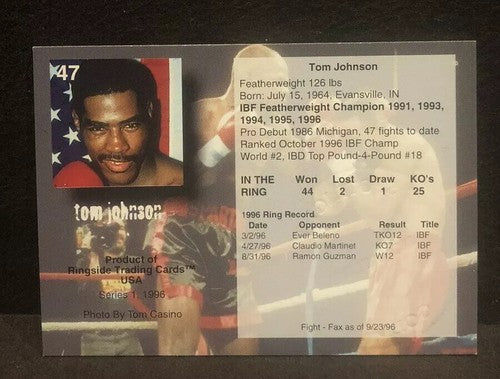 Tom Johnson Signed Ringside Boxing card Series 1 1996 #47 Auto Mint W/ seal COA