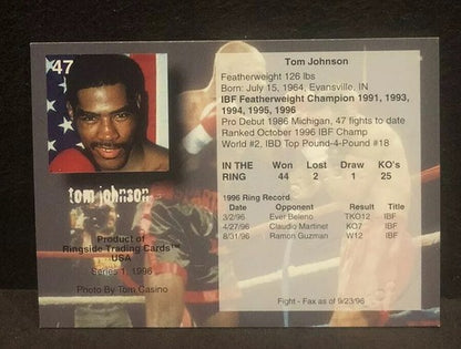 Tom Johnson Signed Ringside Boxing card Series 1 1996 #47 Auto Mint W/ seal COA
