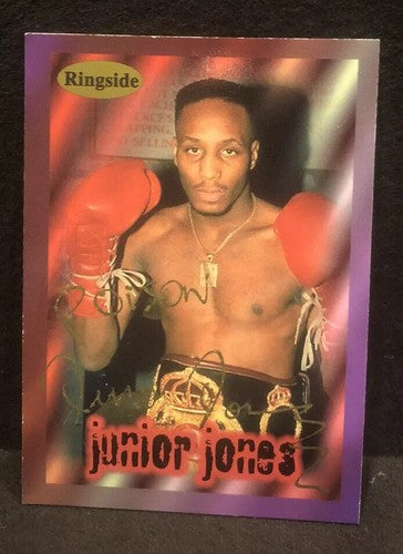 Junior Jones Signed Ringside Boxing card Series 1 1996 #52 with seal COA