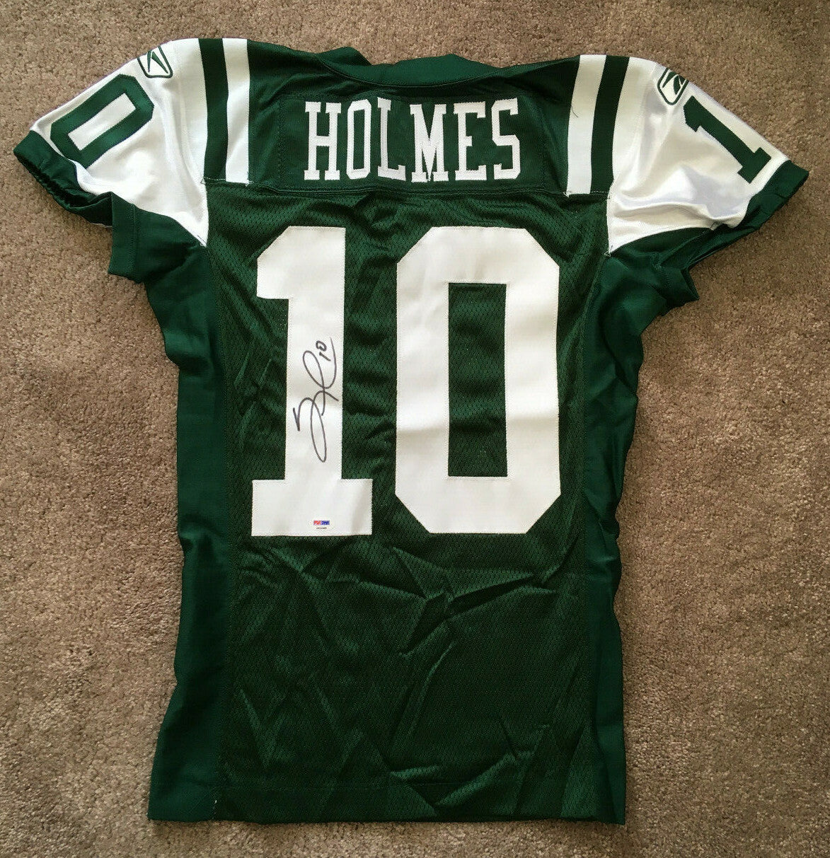 Santonio Holmes signed Game Issued Jets #10 Jersey Autograph rare PSA COA