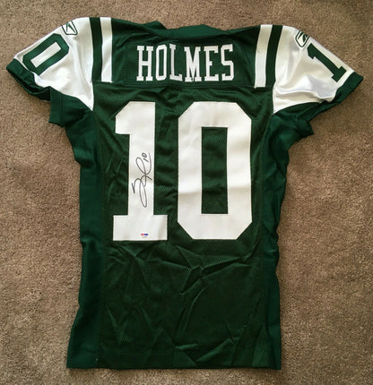Santonio Holmes signed Game Issued Jets #10 Jersey Autograph rare PSA COA