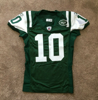 Santonio Holmes signed Game Issued Jets #10 Jersey Autograph rare PSA COA