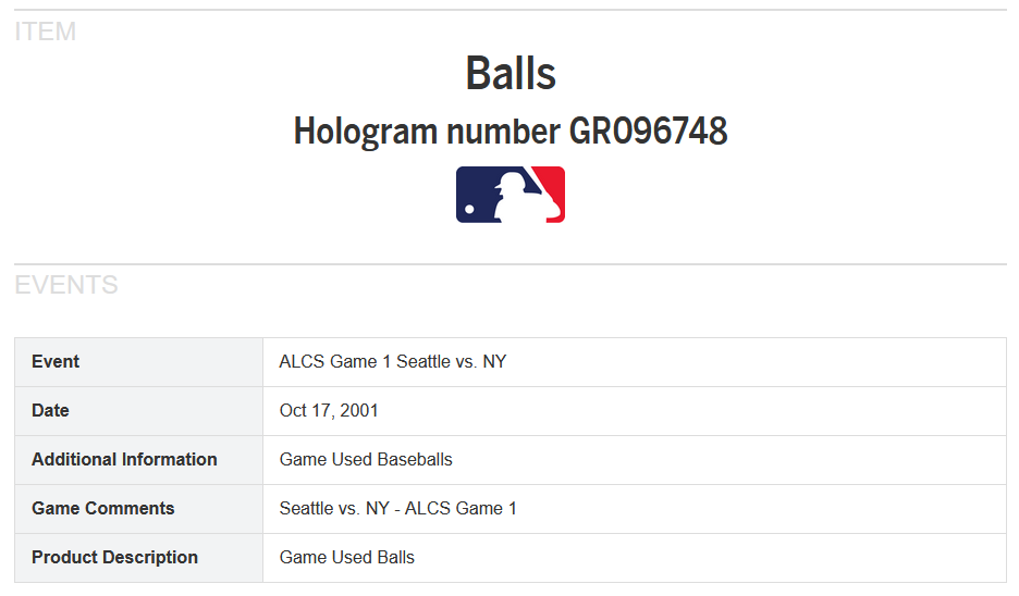 Paul O'Neill Yankees Signed 2001 ALCS Used baseball Hr Game 1 auto MLB Holo Auth