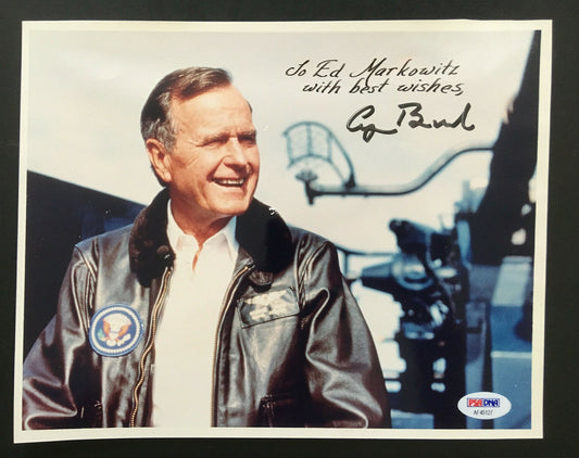 George HW Bush 41st President USA Signed 8x10 photo Autograph PSA Letter Coa