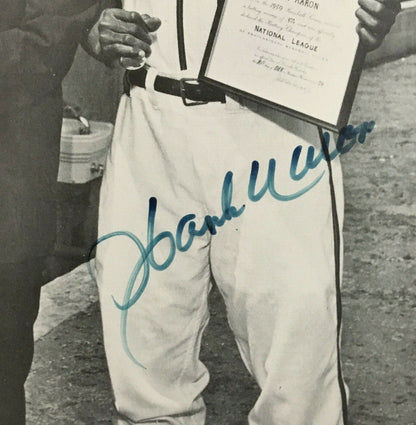 Hank Aaron signed 8x10 Eddie Mathews award photo Autograph HOF PSA COA