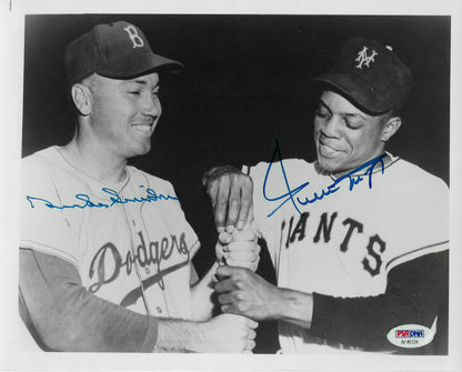 Willie Mays Duke Snider signed 8x10 Bat Game photo Mint Autograph HOF PSA LOA