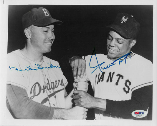 Willie Mays Duke Snider signed 8x10 Bat Game photo Mint Autograph HOF PSA LOA