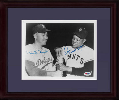 Willie Mays & Duke Snider signed 8x10 photo Mint Autograph Framed HOF PSA Loa