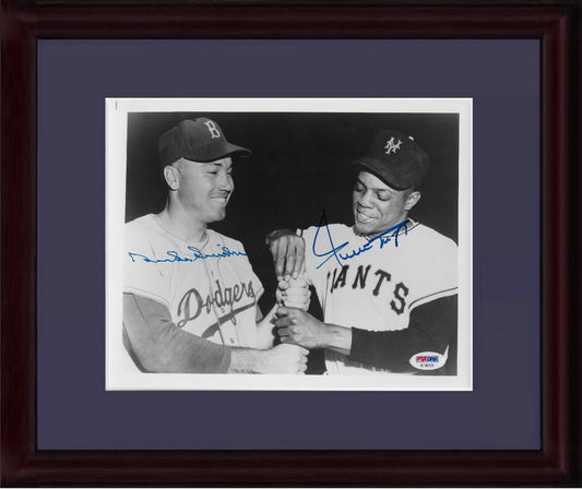 Willie Mays & Duke Snider signed 8x10 photo Mint Autograph Framed HOF PSA Loa