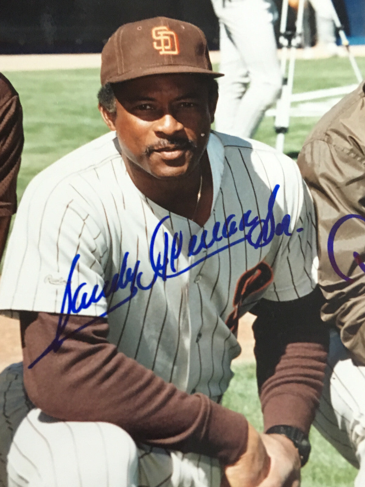 Sandy Jr Sr Roberto Alomar Signed 8x10 Padres photo framed 3 auto Rare JSA COA