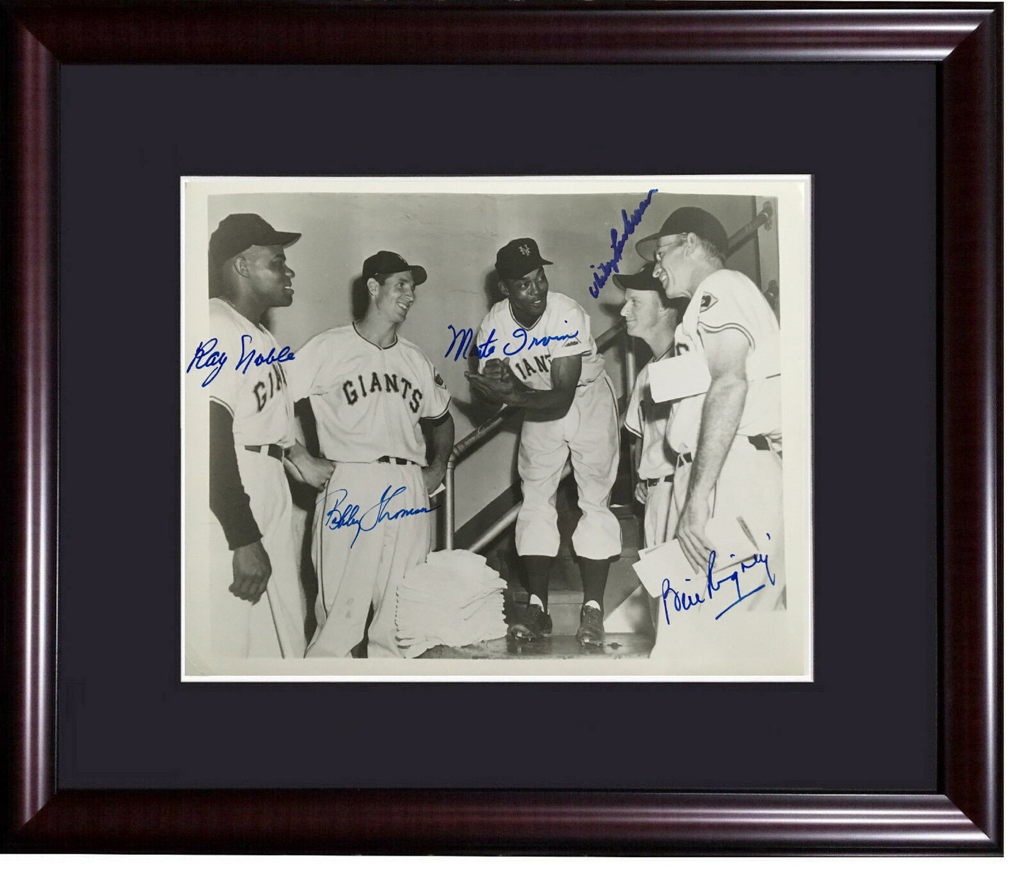 Monte Irvin Bobby Thomson Ray Noble Giants signed 5 auto 8x10 photo framed COA