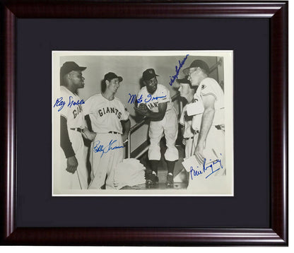 Monte Irvin Bobby Thomson Ray Noble Giants signed 5 auto 8x10 photo framed COA