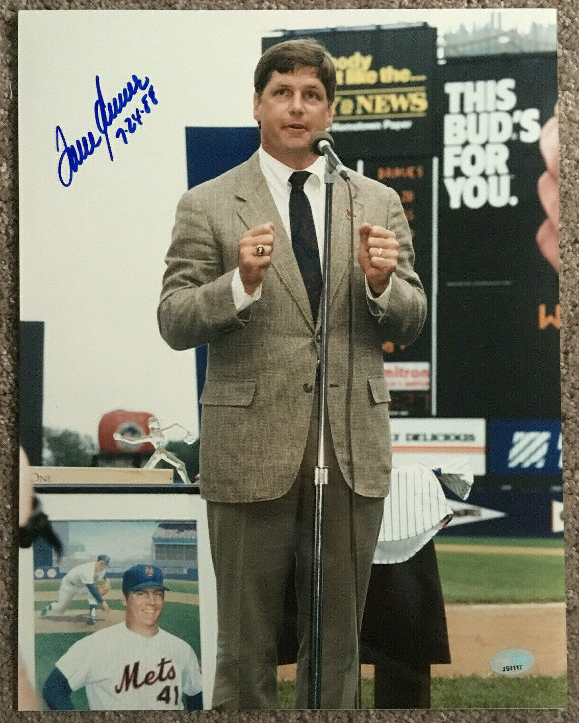 Tom Seaver day signed 11x14 photo Mint Hof autograph ins 7-24-88 Mets PSA  COA