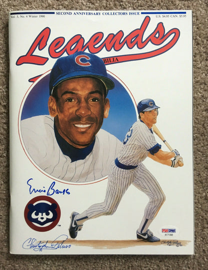 Ernie Banks Cubs HOF Christopher Paluso signed Legends Magazine 2 auto PSA COA