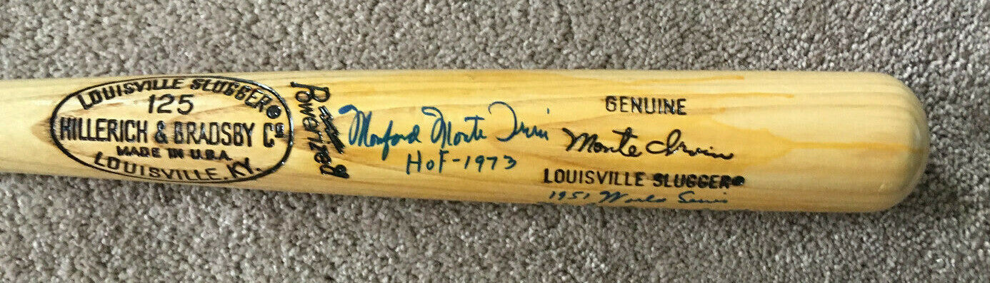 Monte Irvin signed full name Stat Baseball bat HOF 1973 1951 WS Mint Auto PSA
