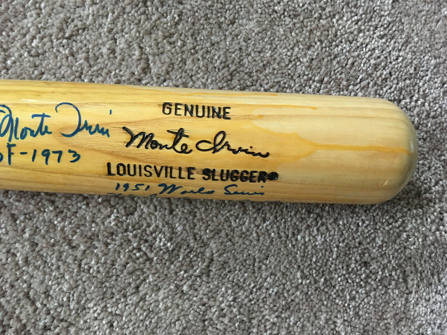 Monte Irvin signed full name Stat Baseball bat HOF 1973 1951 WS Mint Auto PSA