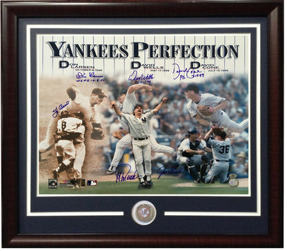 Yankees Perfect game Signed 16x20 Photo 6 Auto Don Larsen Berra framed holo COA