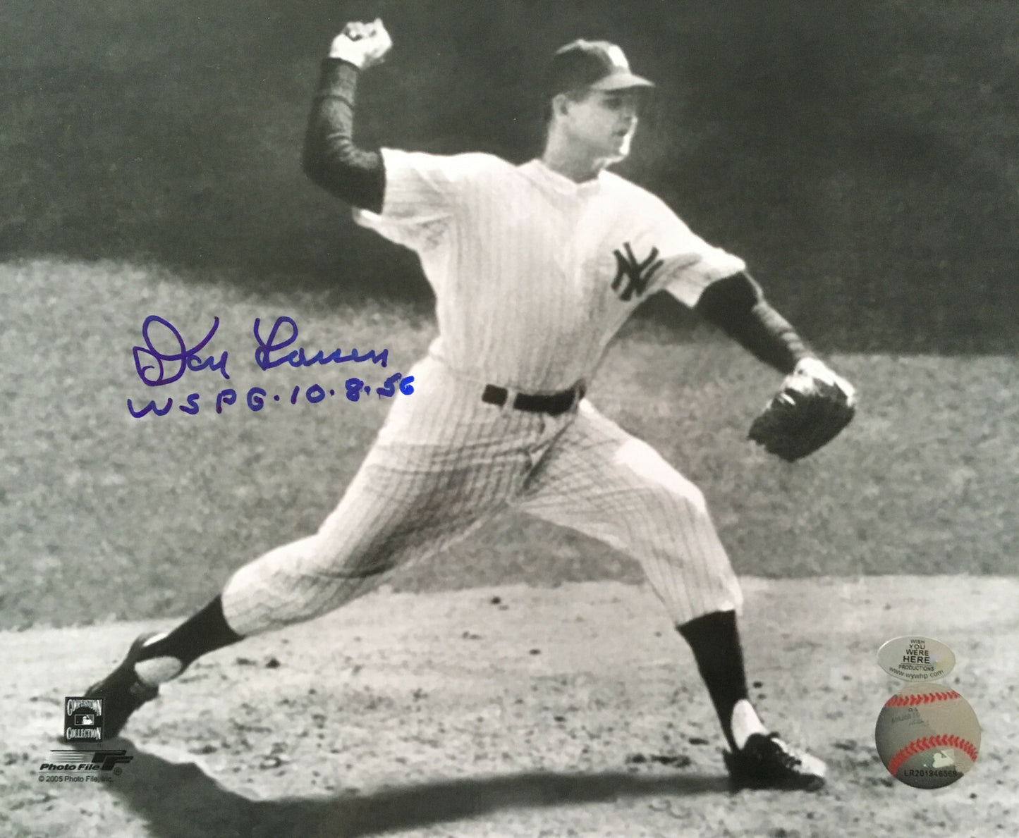 Don Larsen signed Rare 8x10 photo INS WS PG 10-8-56 Mint Auto Agent Holo COA