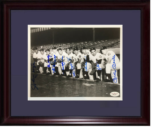 1952 Mickey Mantle Yogi Berra Yankees Team Signed 8x10 photo framed 8 Auto JSA