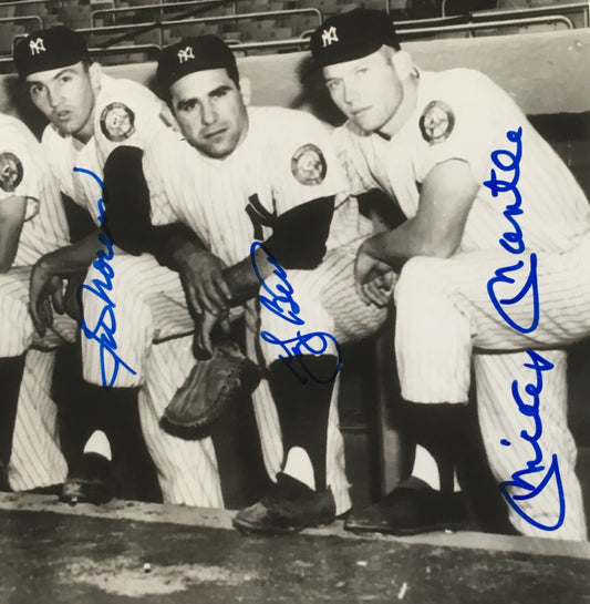 1952 Mickey Mantle Yogi Berra Yankees Team Signed 8x10 photo framed 8 Auto JSA