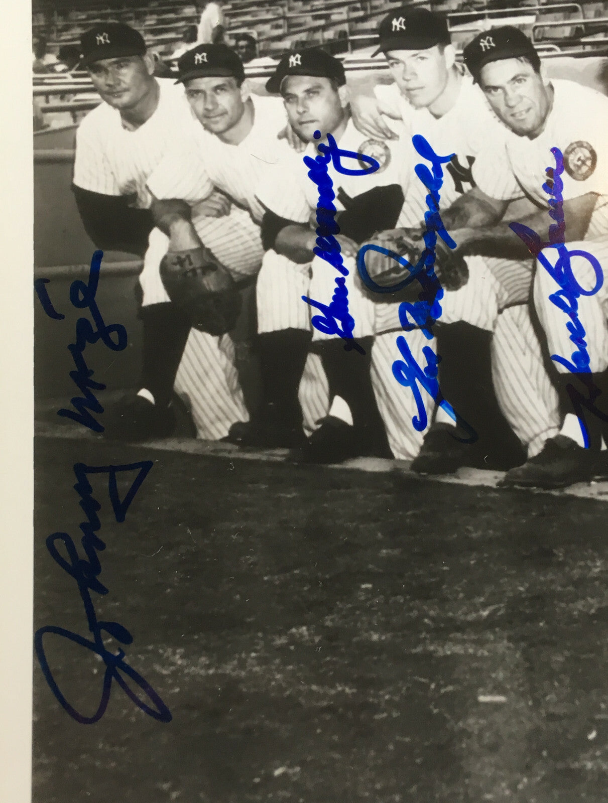 1952 Mickey Mantle Yogi Berra Yankees Team Signed 8x10 photo framed 8 Auto JSA