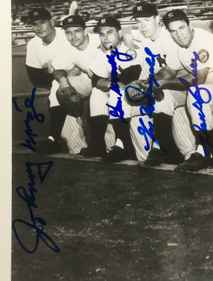 1952 Mickey Mantle Yogi Berra Yankees Team Signed 8x10 photo framed 8 Auto JSA