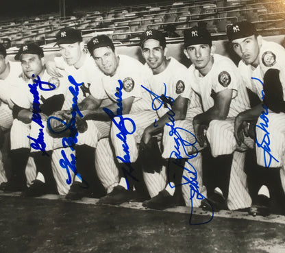 1952 Mickey Mantle Yogi Berra Yankees Team Signed 8x10 photo framed 8 Auto JSA