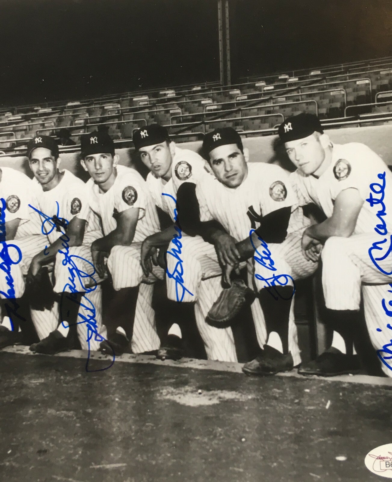 1952 Mickey Mantle Yogi Berra Yankees Team Signed 8x10 photo framed 8 Auto JSA