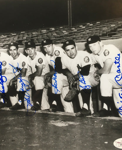 1952 Mickey Mantle Yogi Berra Yankees Team Signed 8x10 photo framed 8 Auto JSA