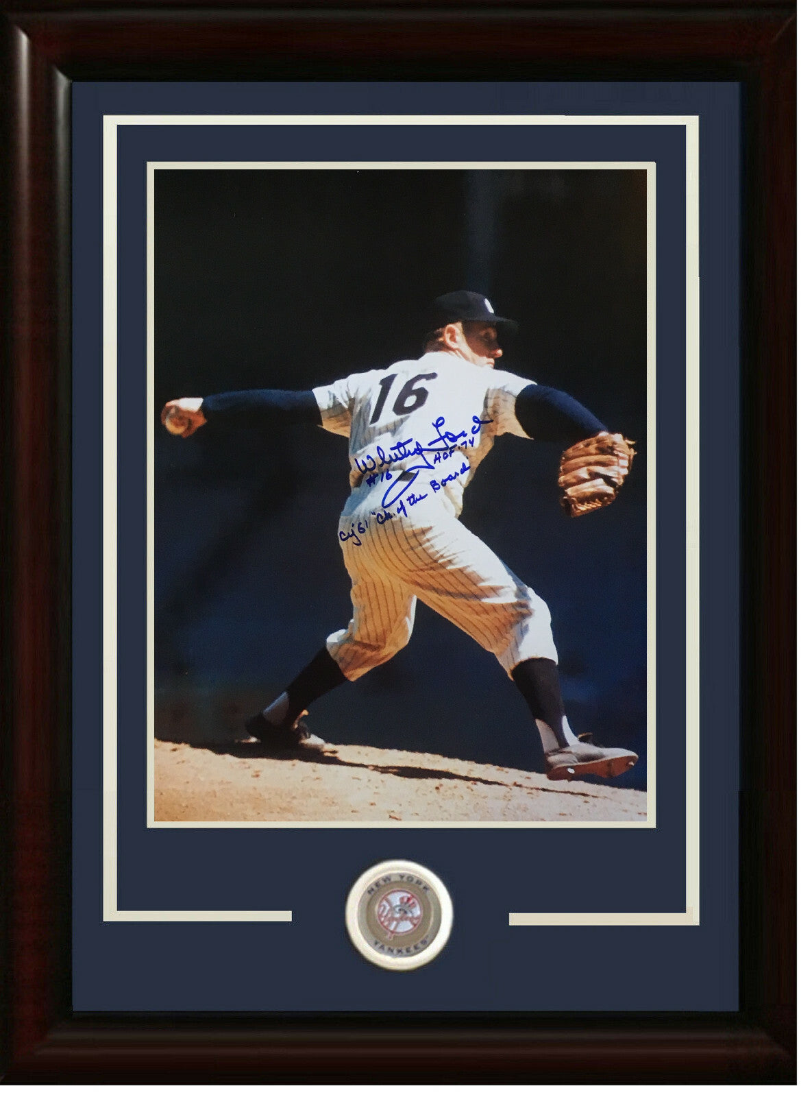 Whitey Ford signed 11x14 photo HOF 74 Cy 61 Auto Framed Yankees Chairman Cbm COA