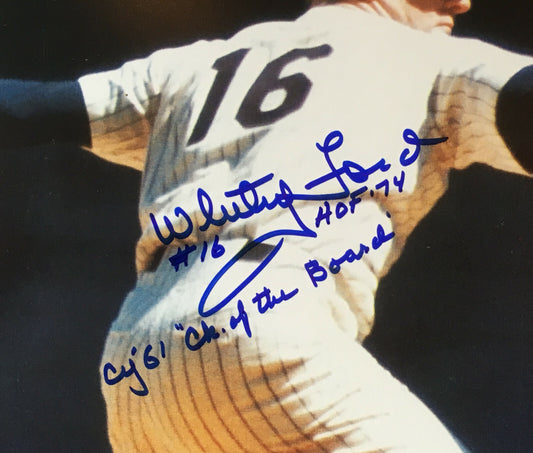 Whitey Ford signed 11x14 photo HOF 74 Cy 61 Auto Framed Yankees Chairman Cbm COA