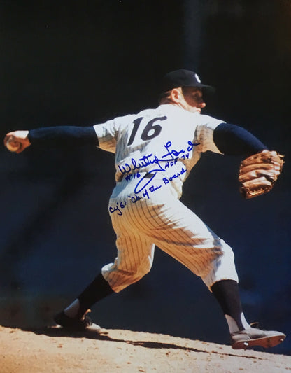Whitey Ford Yankees signed 11x14 stat photo HOF 74 CY 61 mint autograph Ford COA