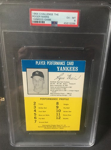 ROGER MARIS 1964 PSA 6+ MINT Challenge the Yankees Game BEAUTY RARE CARD